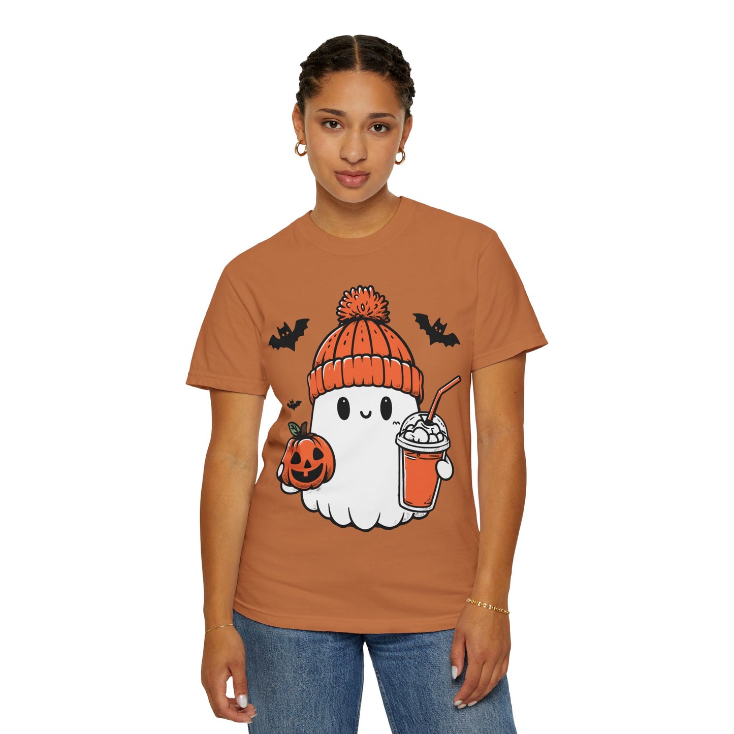Comfort Colors Сute Ghost Coffee Shirt, Сute Little Ghost Iced Coffee t-shirt