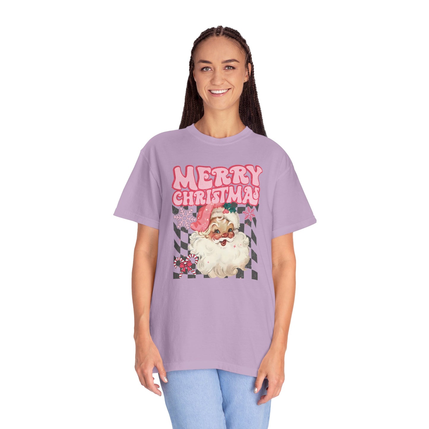 Retro Pink Santa Christmas Shirt