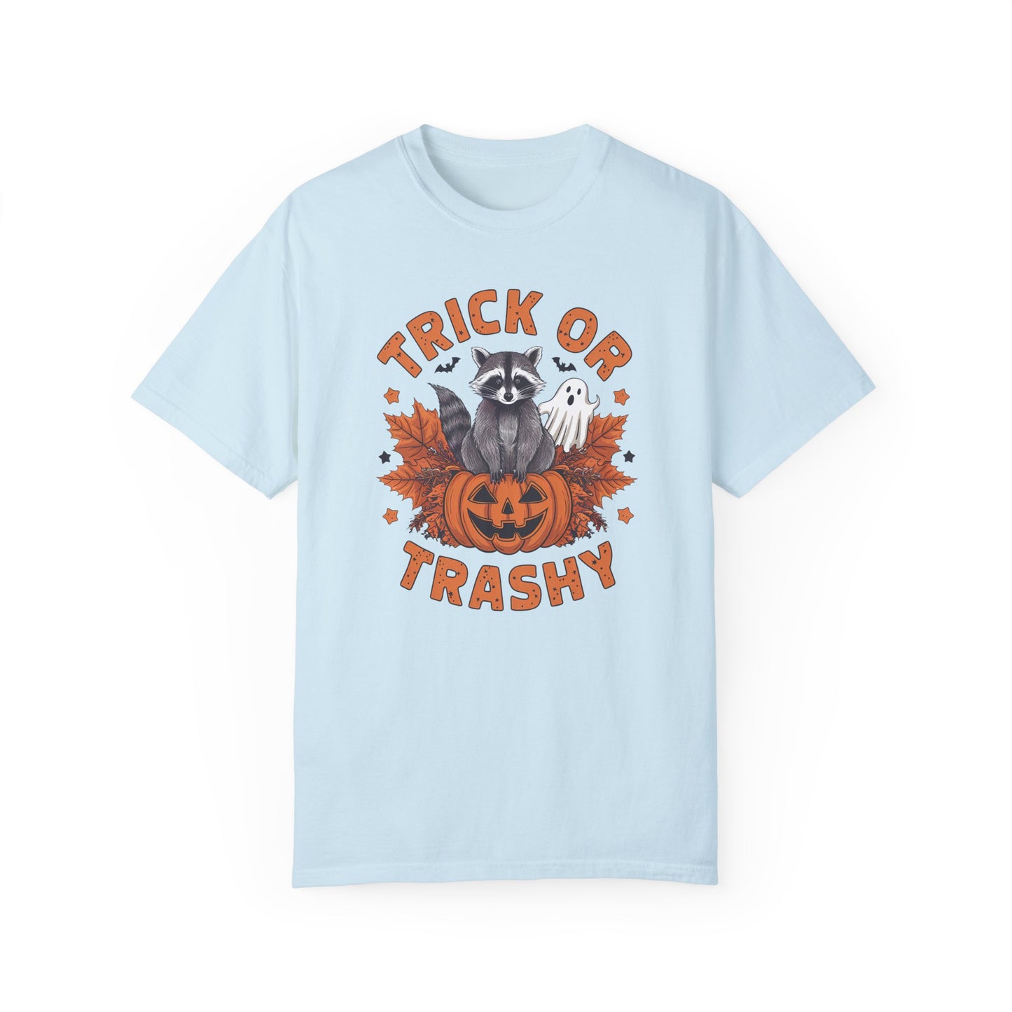 Trick or Trashy Shirt - Halloween Racoon Shirt Chambray