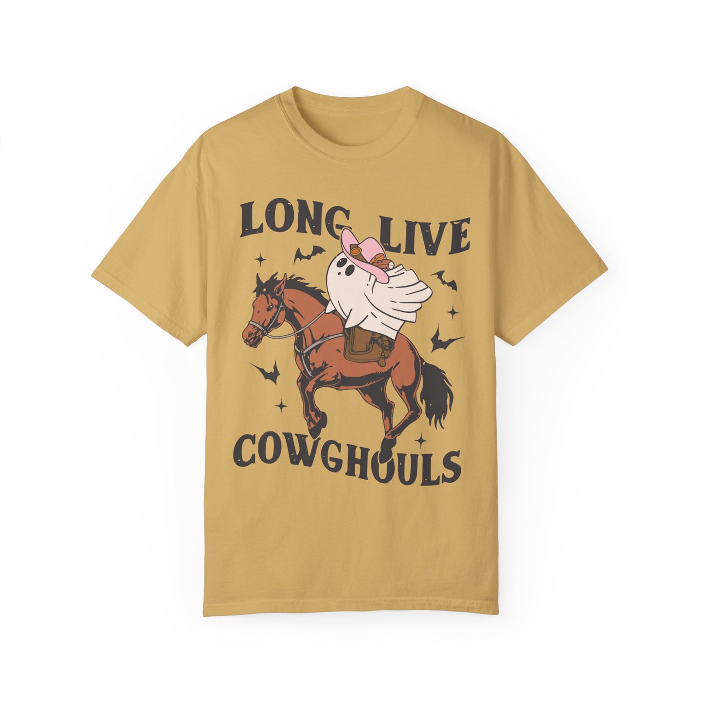 Long Live Cowghouls Western Halloween Graphic Tee Shirt Mustard
