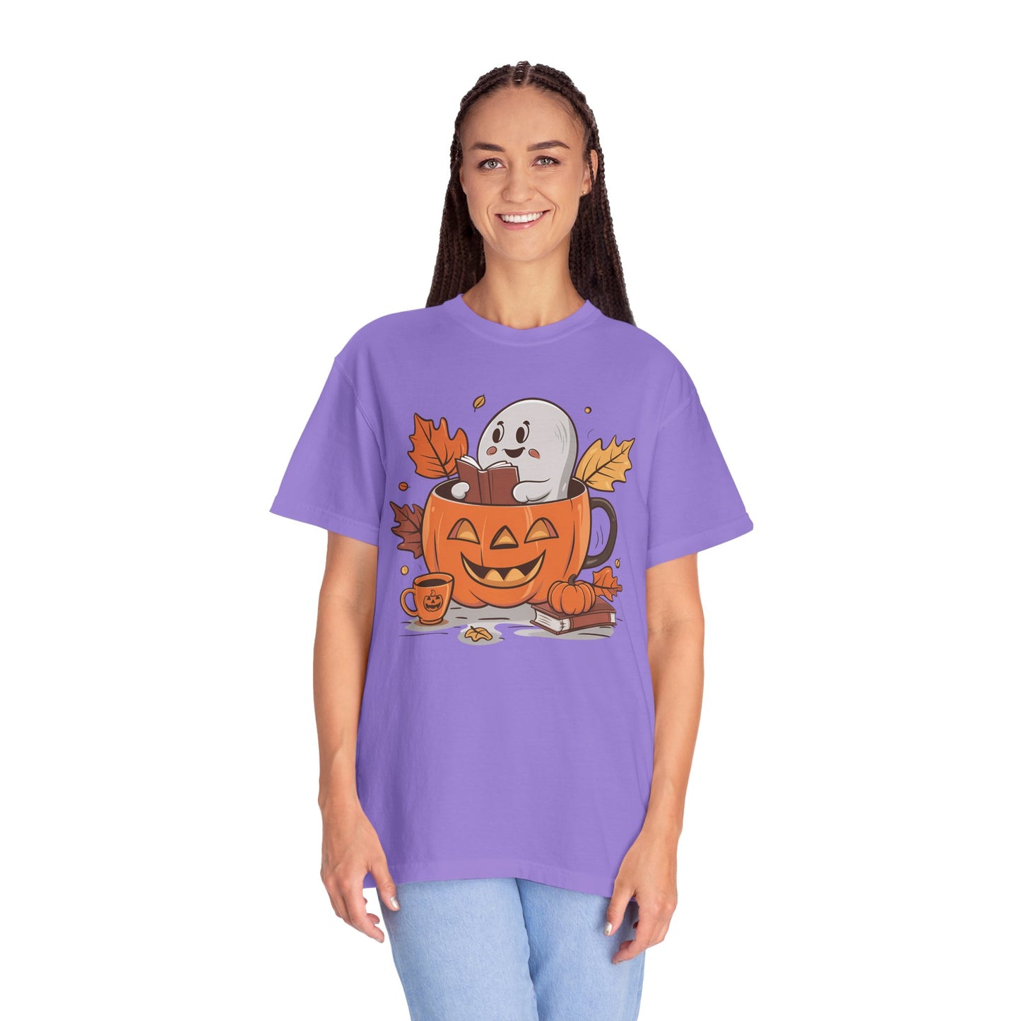 Cute Pumpkin Bookish Ghost Halloween Shirt