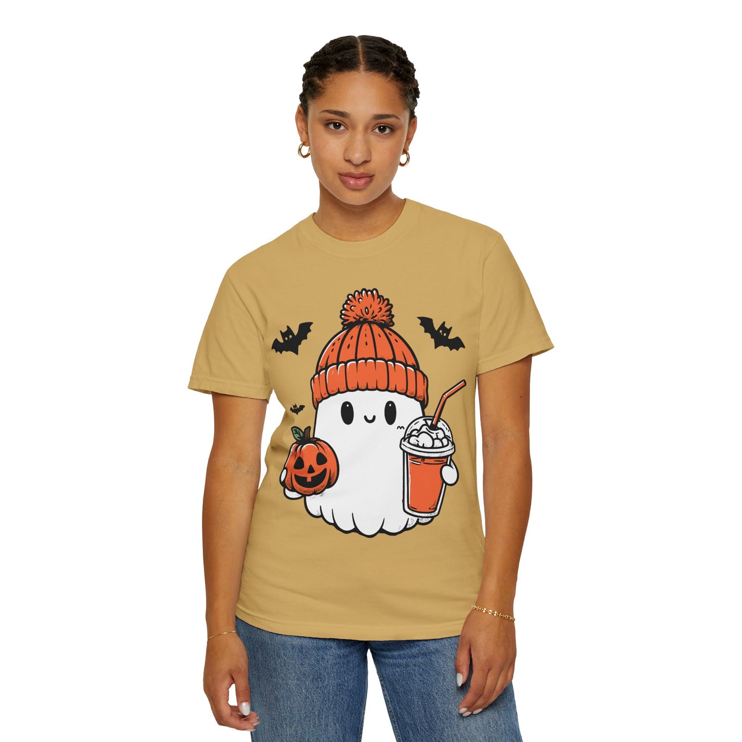 Comfort Colors Сute Ghost Coffee Shirt, Сute Little Ghost Iced Coffee t-shirt