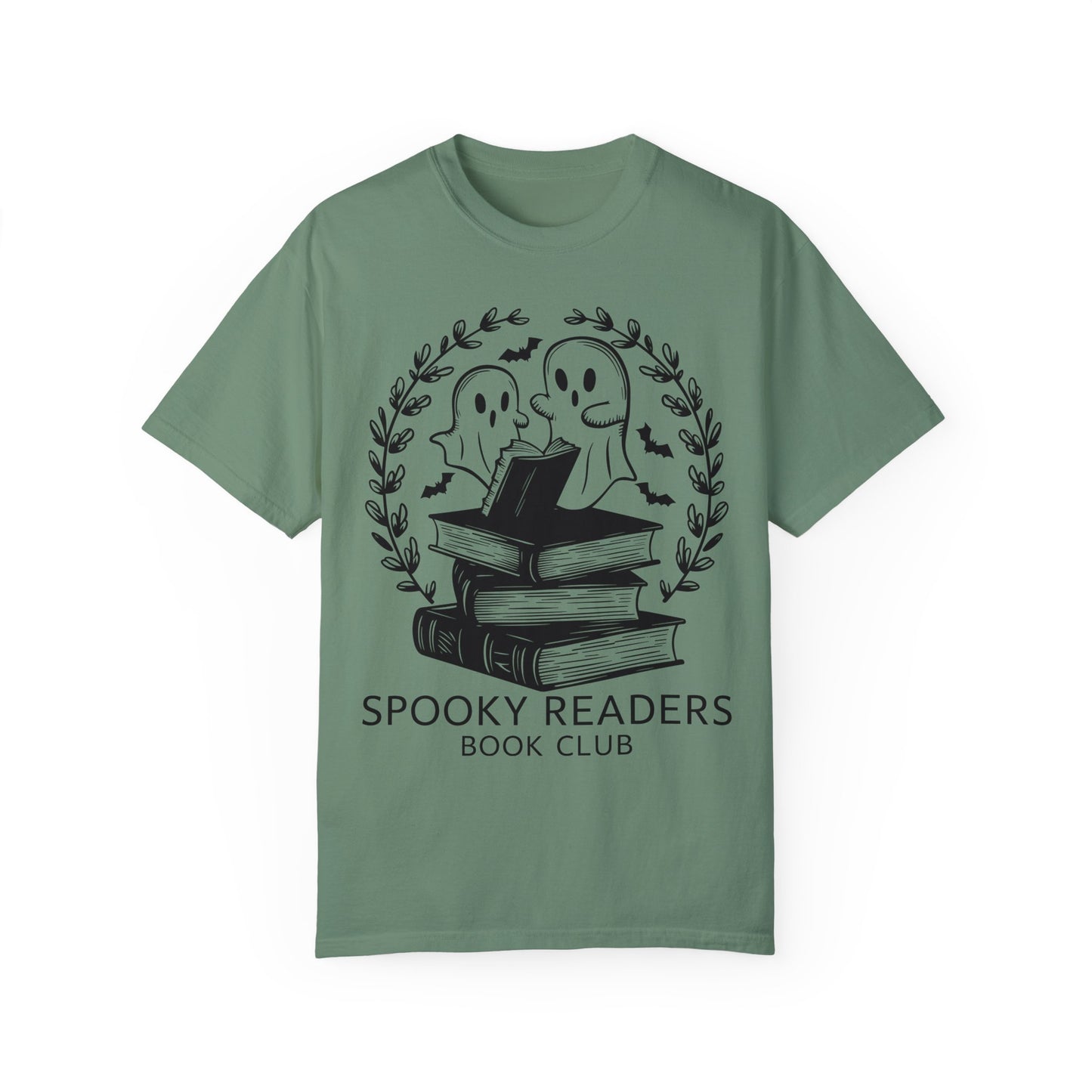 Comfort Colors Spooky Book Club Shirt, Book Ghost Shirt, Halloween Shirt Light Green