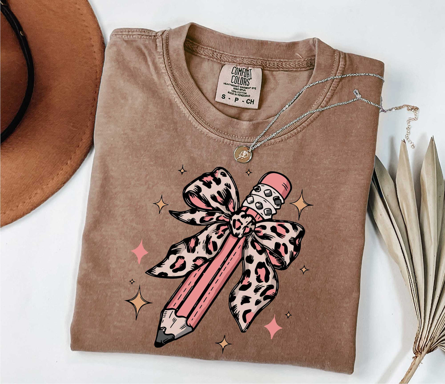 Leopard Pencil Bow Teacher Shirt, Back to School Shirt