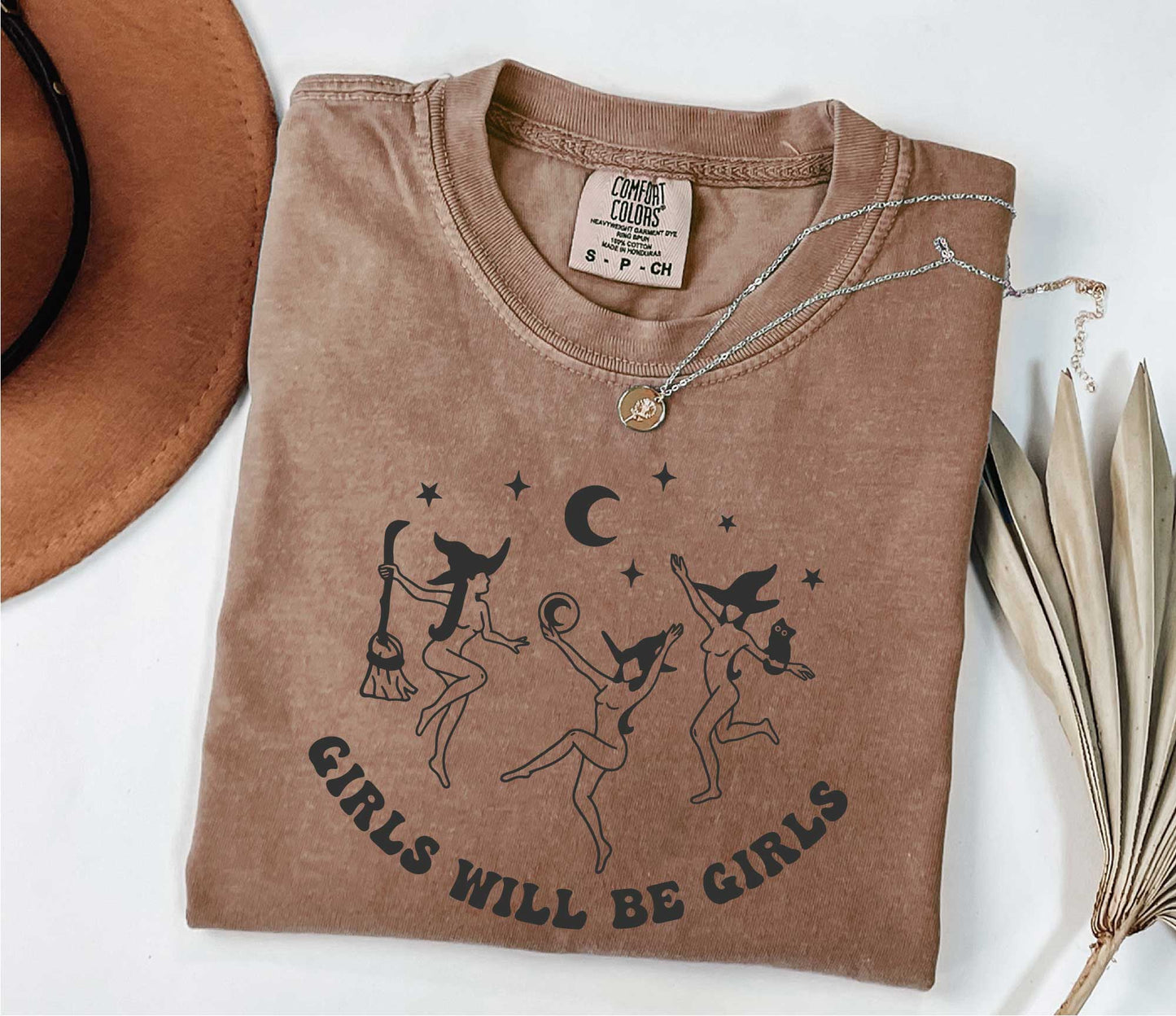 Girls Will Be Girls Halloween Witch Shirt, Comfort Colors Witch T-shirt, Halloween Women Shirt