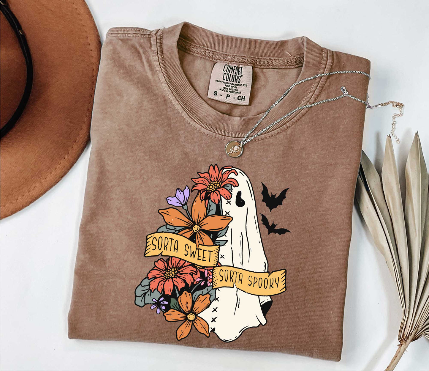 Sorta Sweet Sorta Spooky Shirt, Halloween Wildflower Shirt, Halloween Ghost Gift Ideas