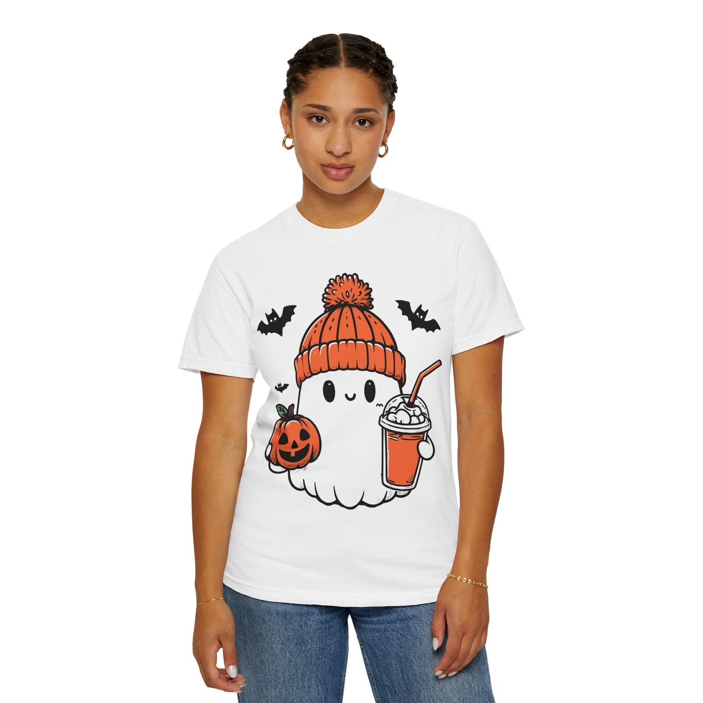 Comfort Colors Сute Ghost Coffee Shirt, Сute Little Ghost Iced Coffee t-shirt