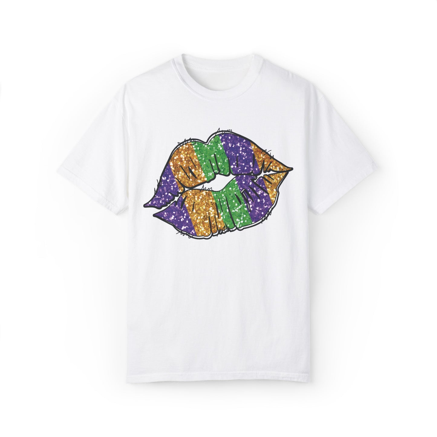 Comfort Colors Mardi Gras Lip Shirt White