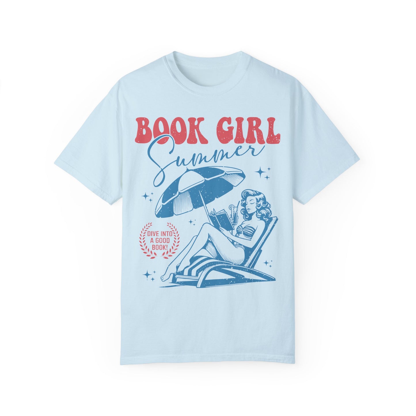 Vintage Book Girl Shirt - Retro Style Apparel for Literature Enthusiasts Chambray