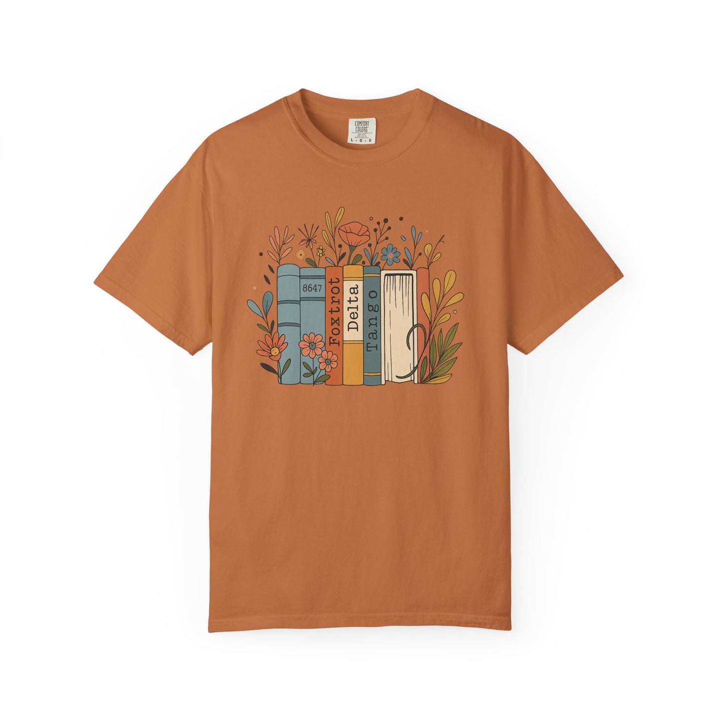 Foxtrot Delta Tango Book Shirt Retro Floral Comfort Colors T-Shirt