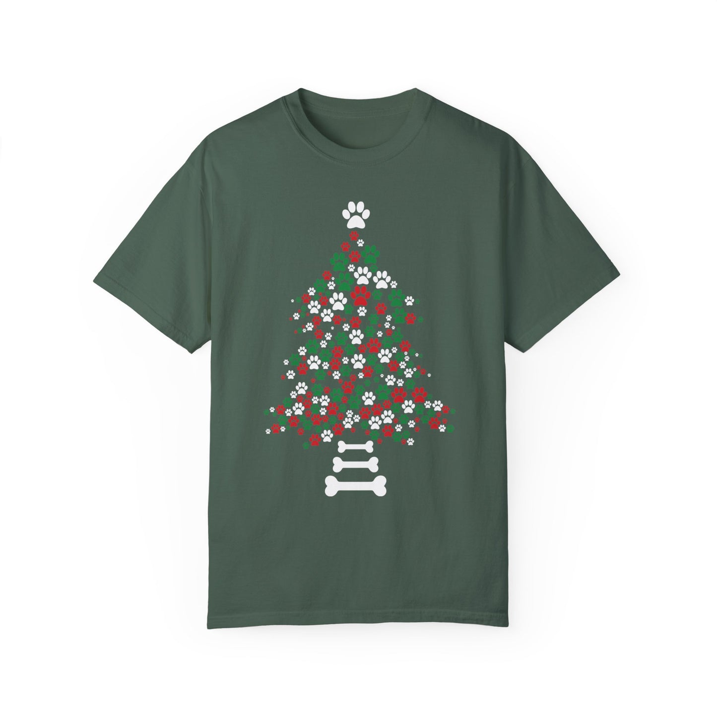 Paw Prints Christmas Tree Shirt, Merry Christmas, Dog Lover Shirt Blue Spruce