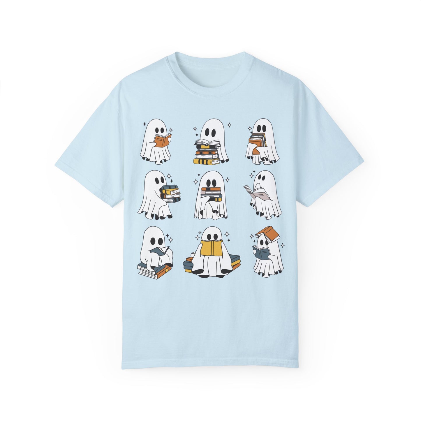 Comfort Colors Ghost Reading Books Shirt - Bookish Halloween Shirt Chambray
