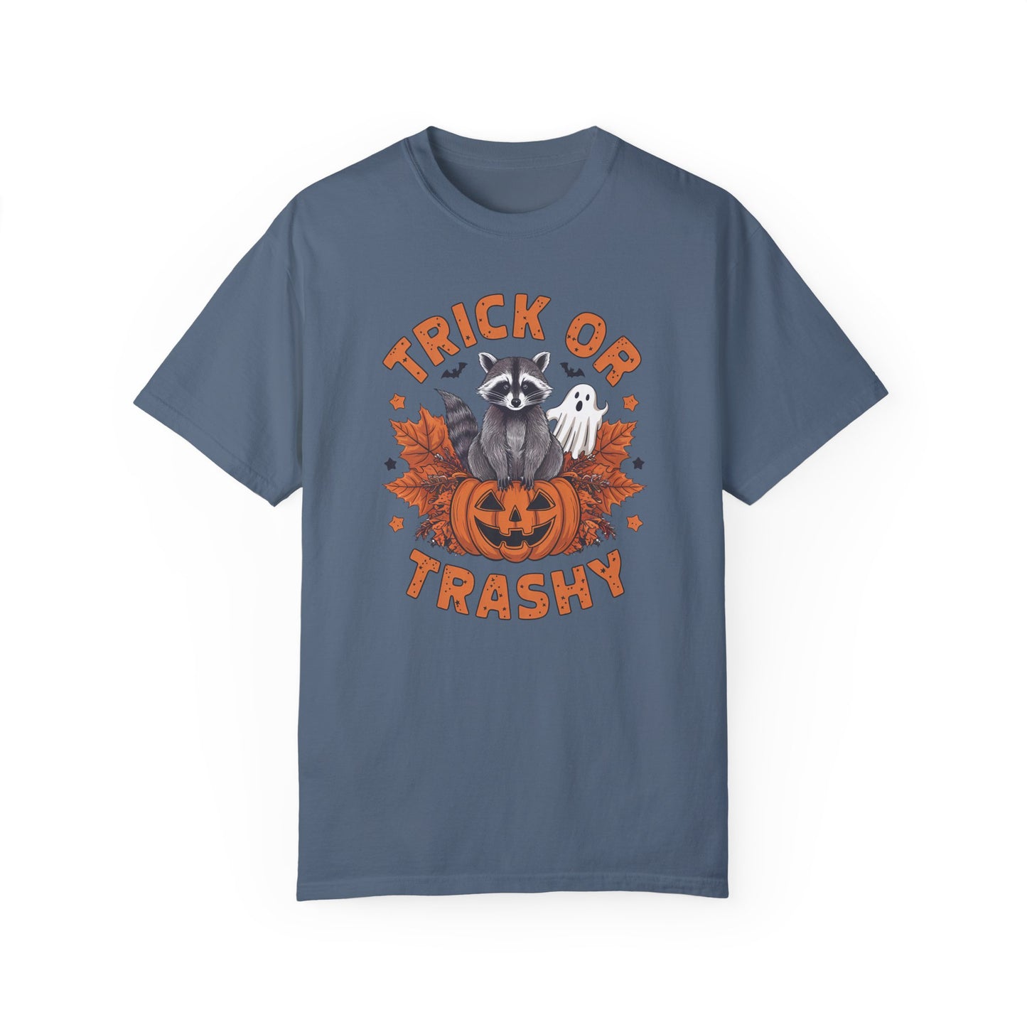 Trick or Trashy Shirt - Halloween Racoon Shirt Blue Jean