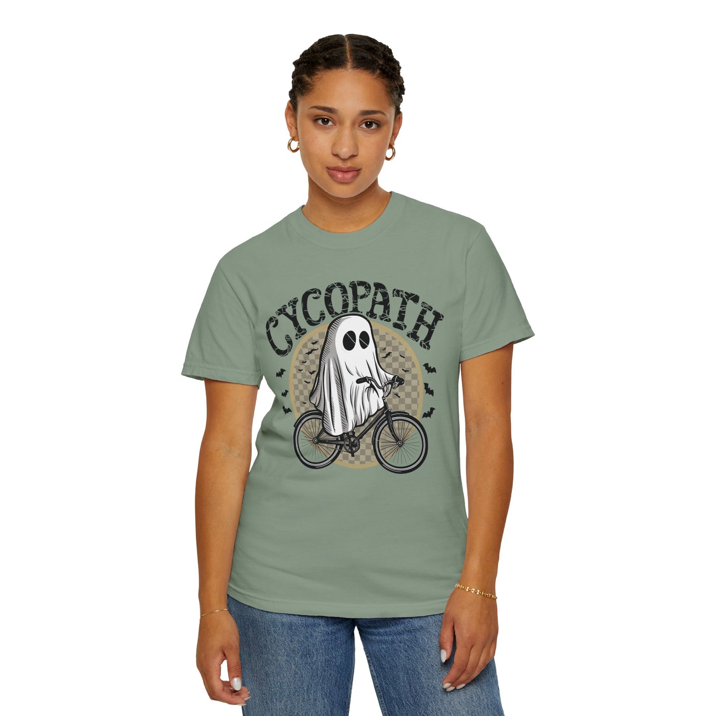 Halloween Shirts Ghost Riding Bicycle TShirt ,Cycopath, Funny Halloween