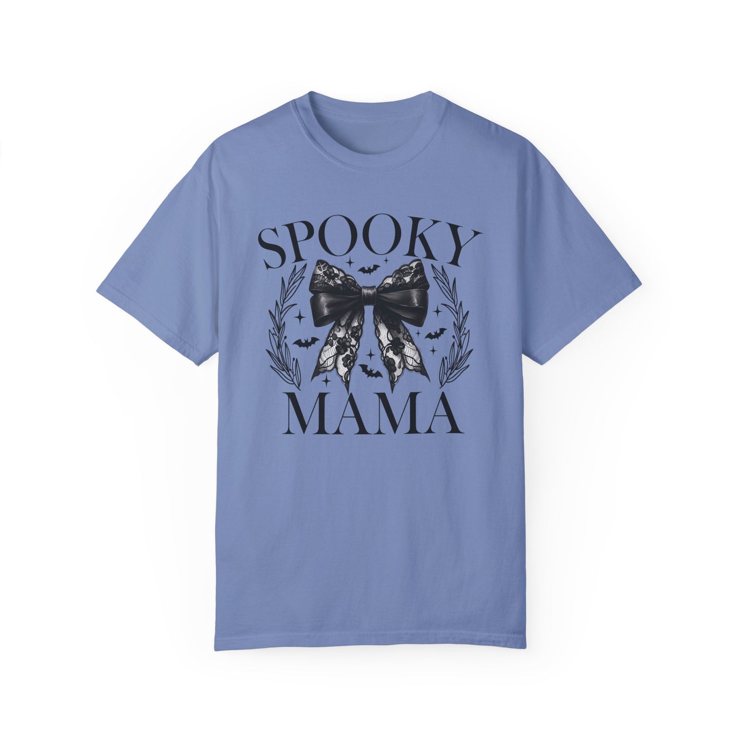 Spooky Mama Coquette Halloween Shirt Washed Denim
