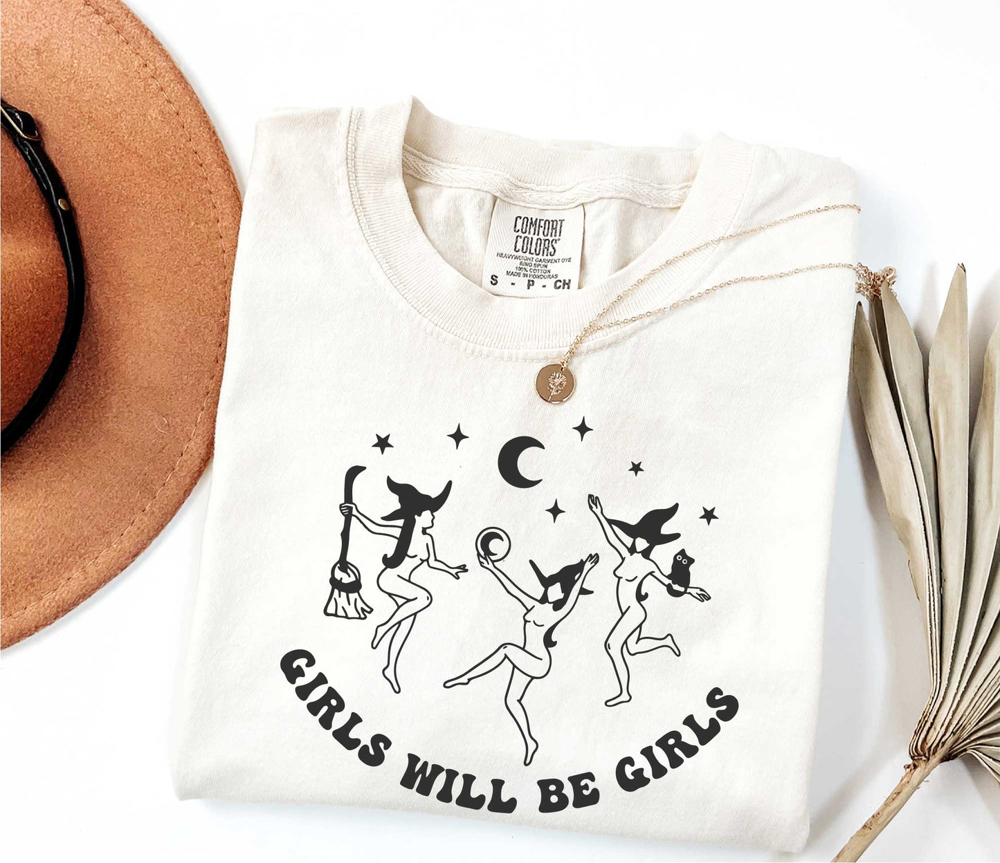 Girls Will Be Girls Halloween Witch Shirt, Comfort Colors Witch T-shirt, Halloween Women Shirt