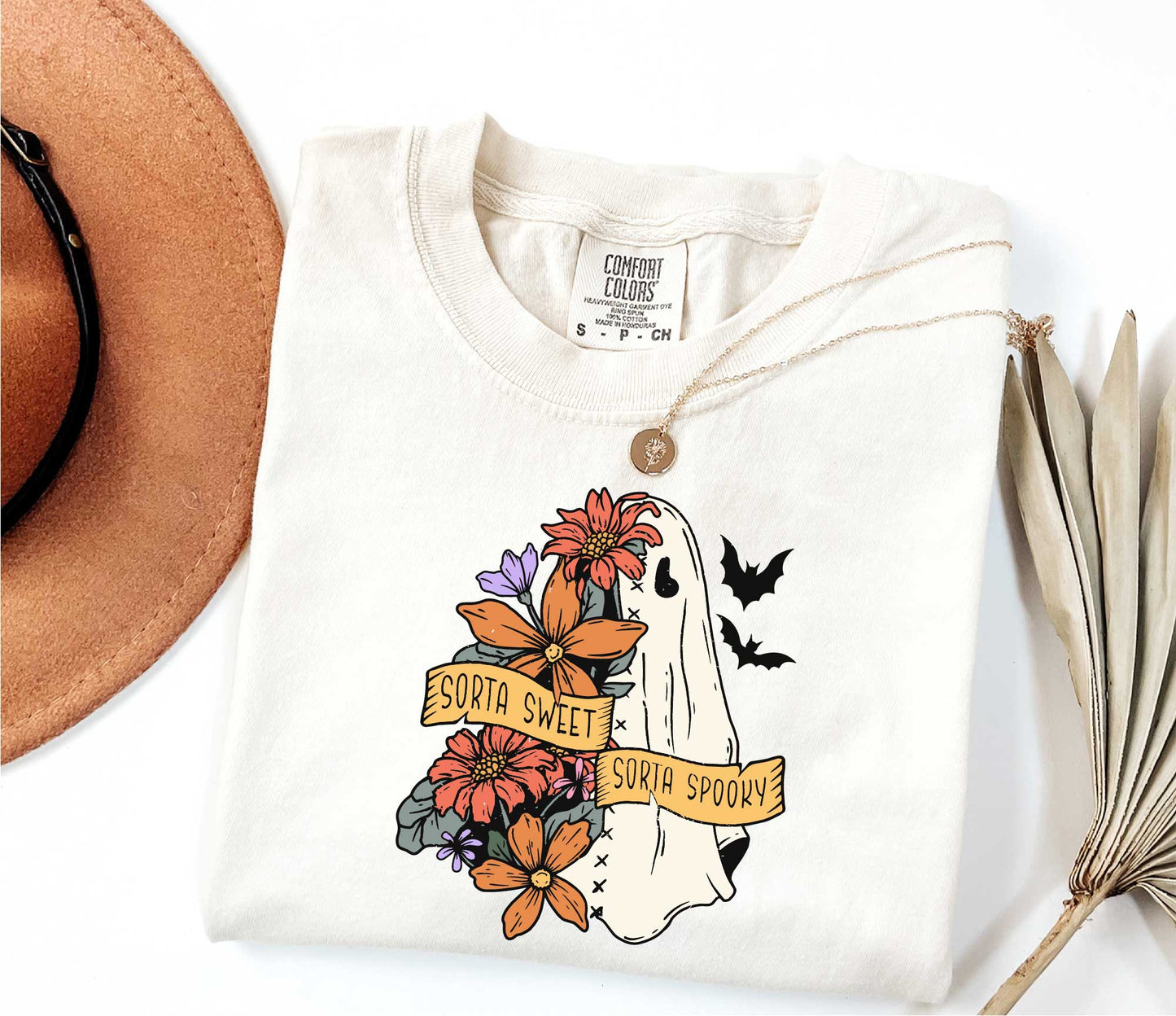 Sorta Sweet Sorta Spooky Shirt, Halloween Wildflower Shirt, Halloween Ghost Gift Ideas