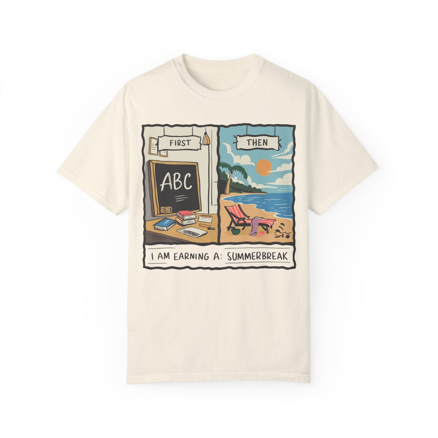 First Teach Then Beach School Out For Summer Shirt - Teacher Vacation Apparel Ivory
