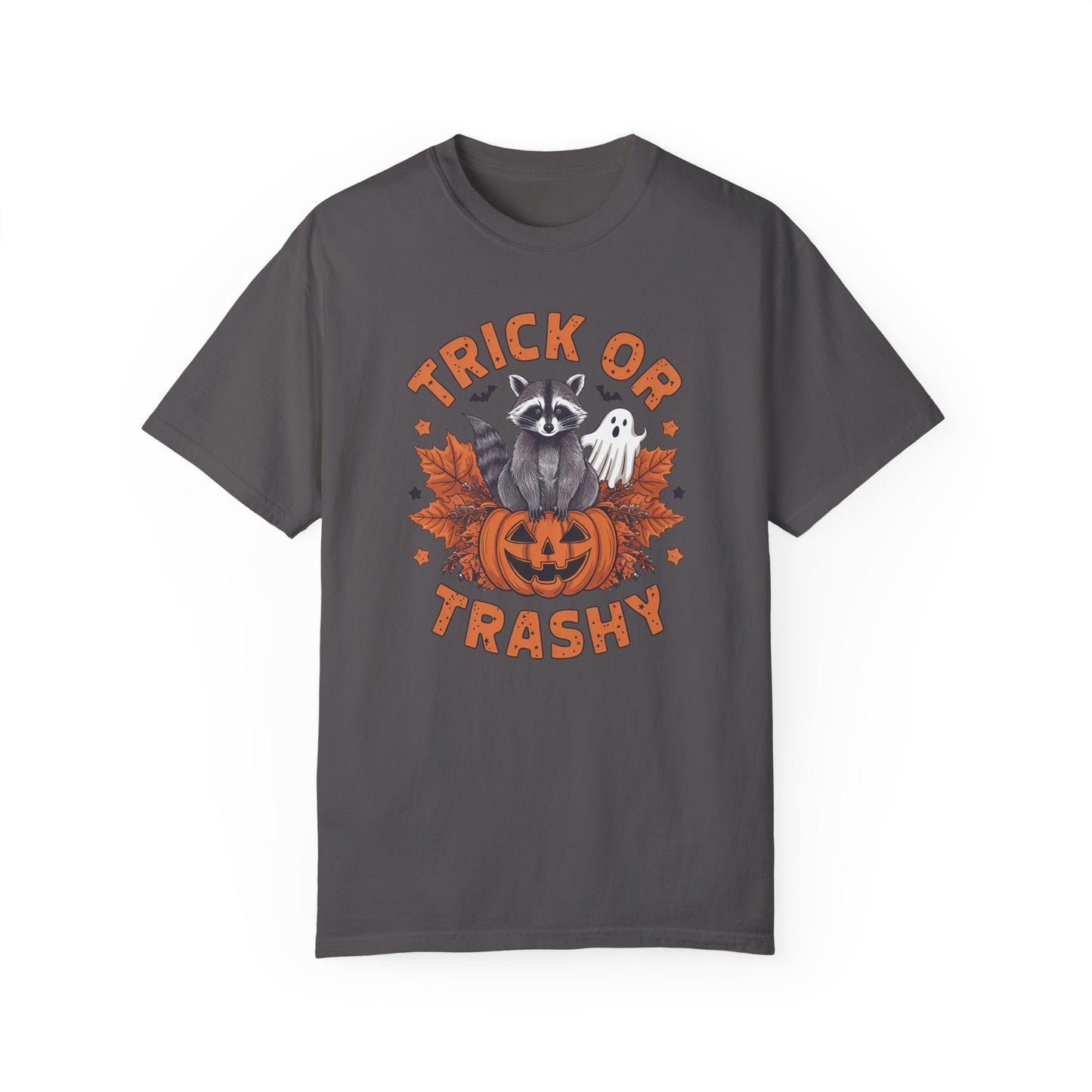 Trick or Trashy Shirt - Halloween Racoon Shirt Graphite