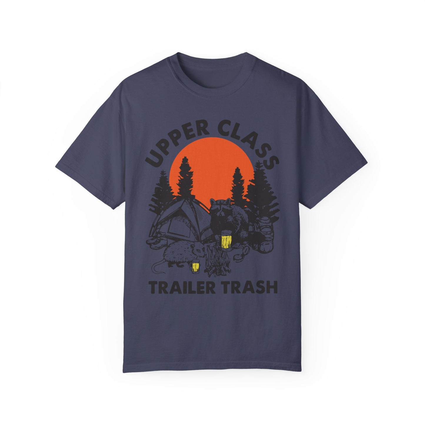 Upper Class Trailer Trash Shirt - Cute Raccoon Camp Shirt Denim