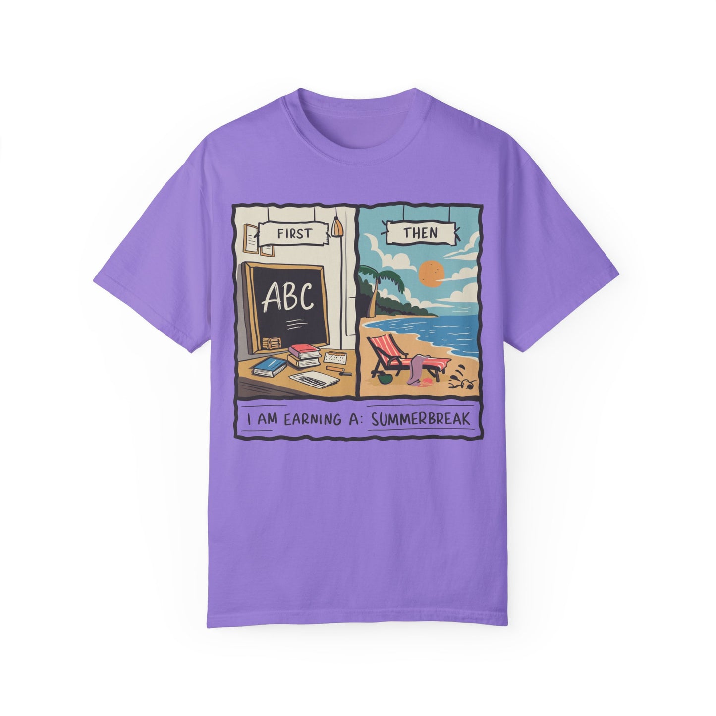 First Teach Then Beach School Out For Summer Shirt - Teacher Vacation Apparel Violet