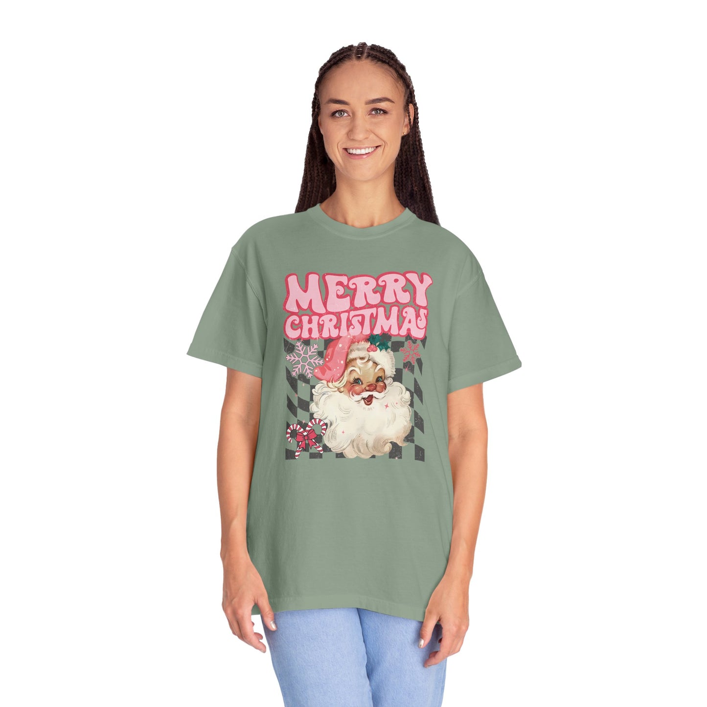 Retro Pink Santa Christmas Shirt
