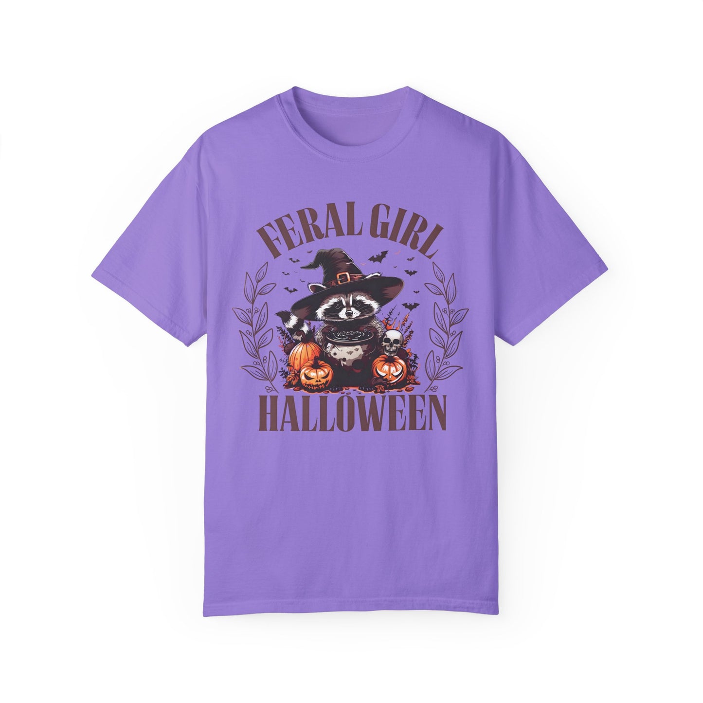 Feral Girl Halloween Funny Raccoon Shirt Violet
