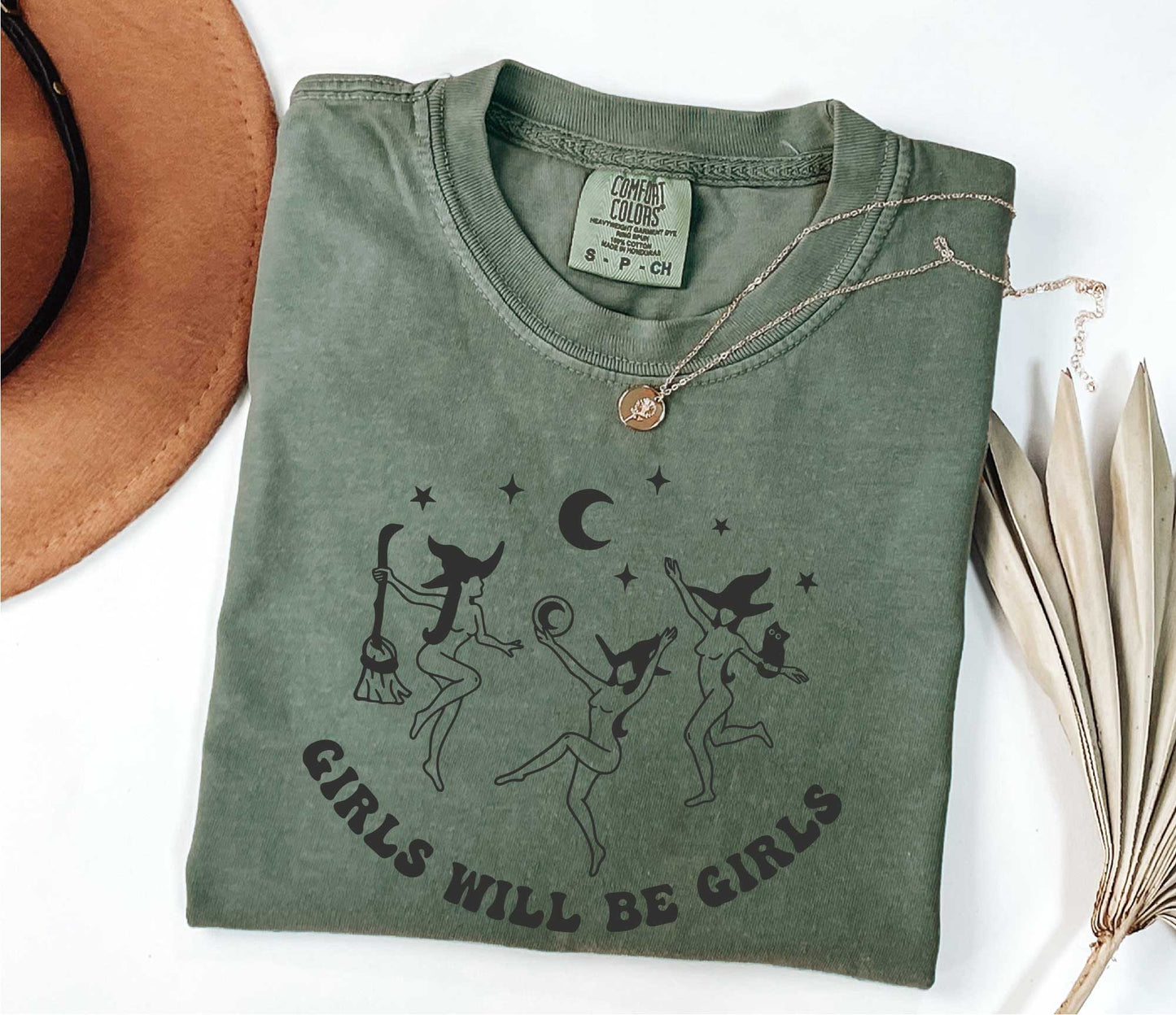 Girls Will Be Girls Halloween Witch Shirt, Comfort Colors Witch T-shirt, Halloween Women Shirt