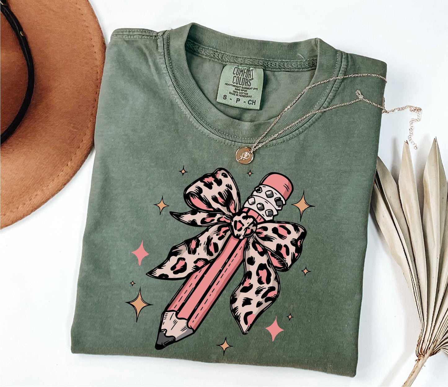 Leopard Pencil Bow Teacher Shirt, Back to School Shirt