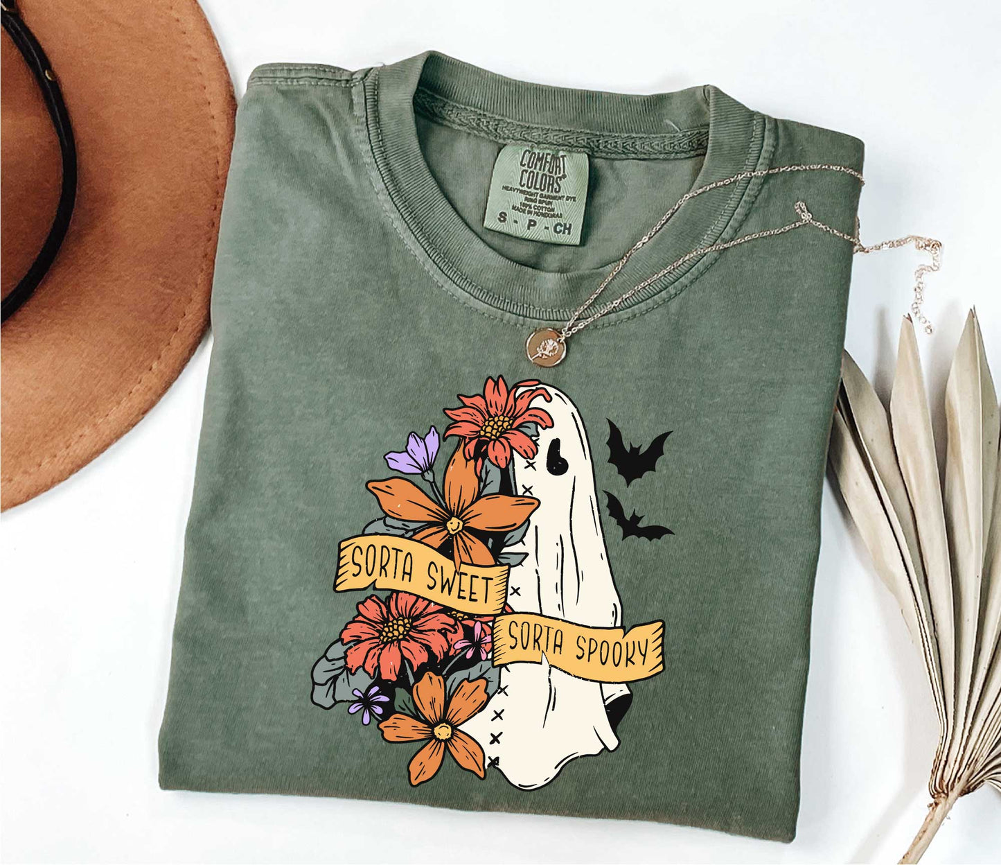 Sorta Sweet Sorta Spooky Shirt, Halloween Wildflower Shirt, Halloween Ghost Gift Ideas