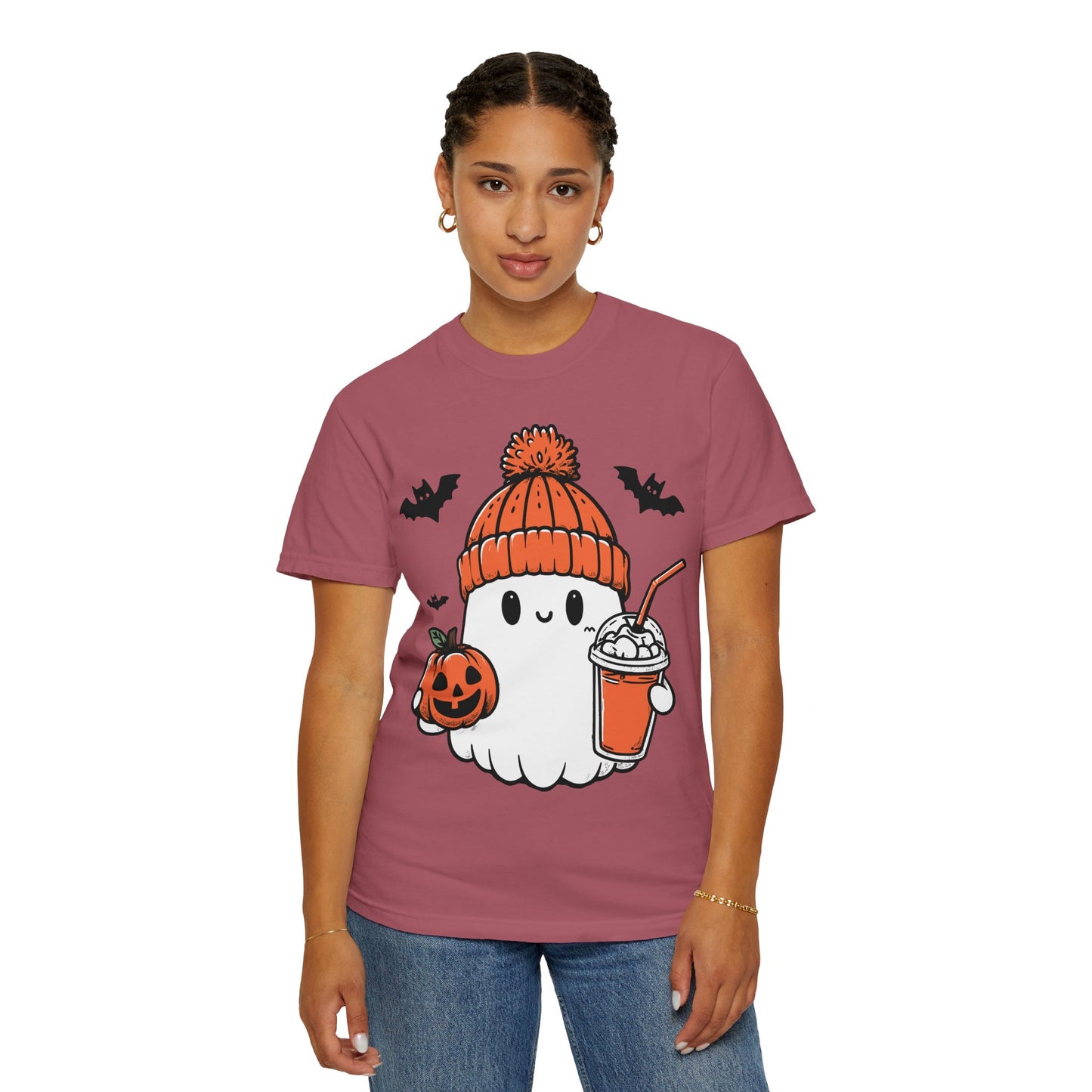 Comfort Colors Сute Ghost Coffee Shirt, Сute Little Ghost Iced Coffee t-shirt