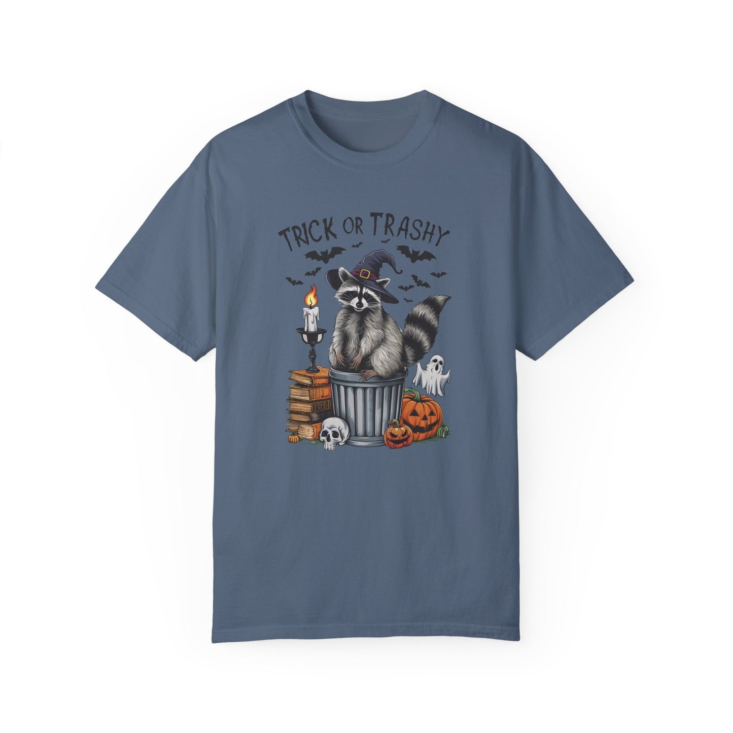 Trick or Trashy Raccoon Vintage Graphic T-shirt Blue Jean