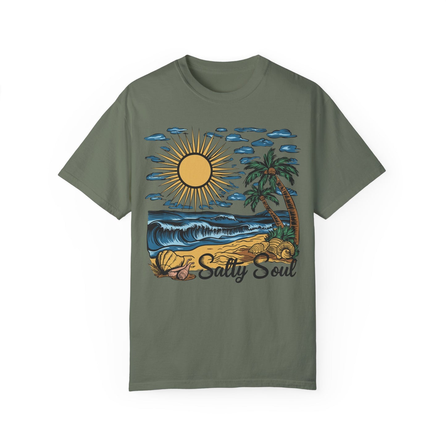Salty Soul Beach Summer Shirt | Coastal Fashion Apparel Moss