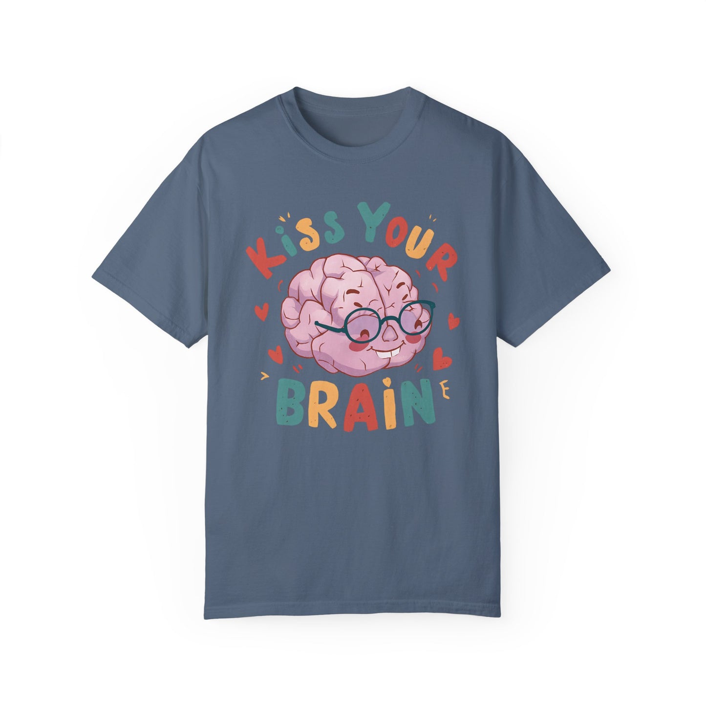 Kiss Your Brain Teacher Shirt Blue Jean