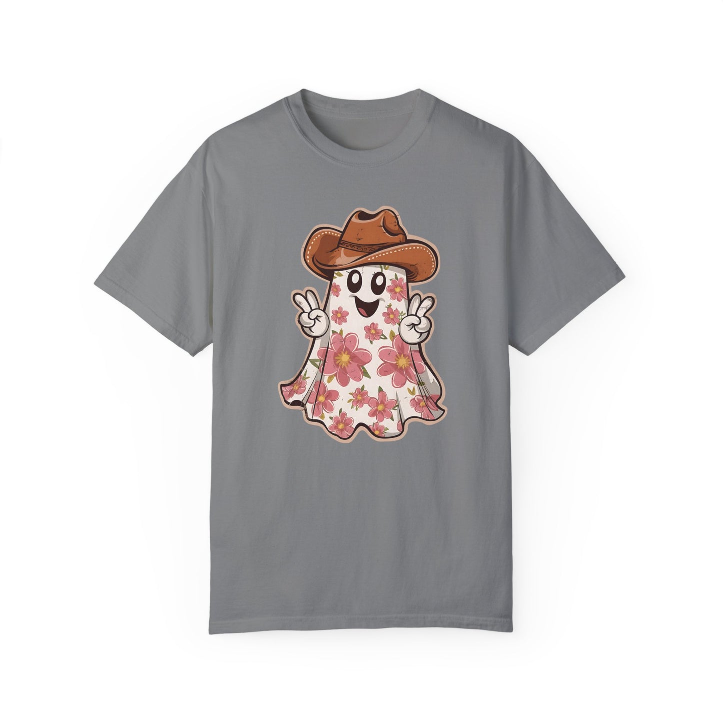 Floral Halloween Cowboy Ghost Howdy Western Shirt - Spooky Western Apparel Grey