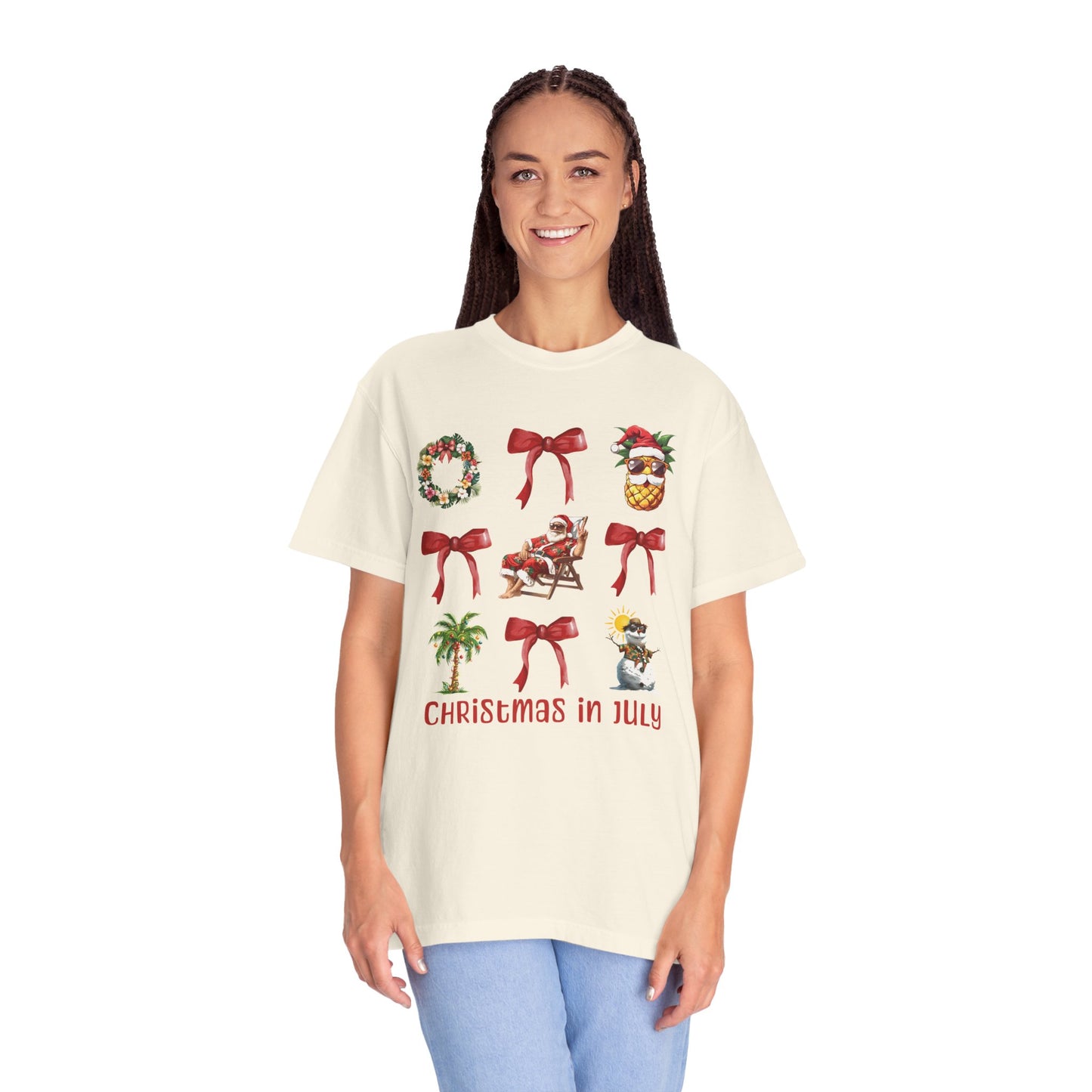 Coquette Christmas In July Santa Summer T-Shirt