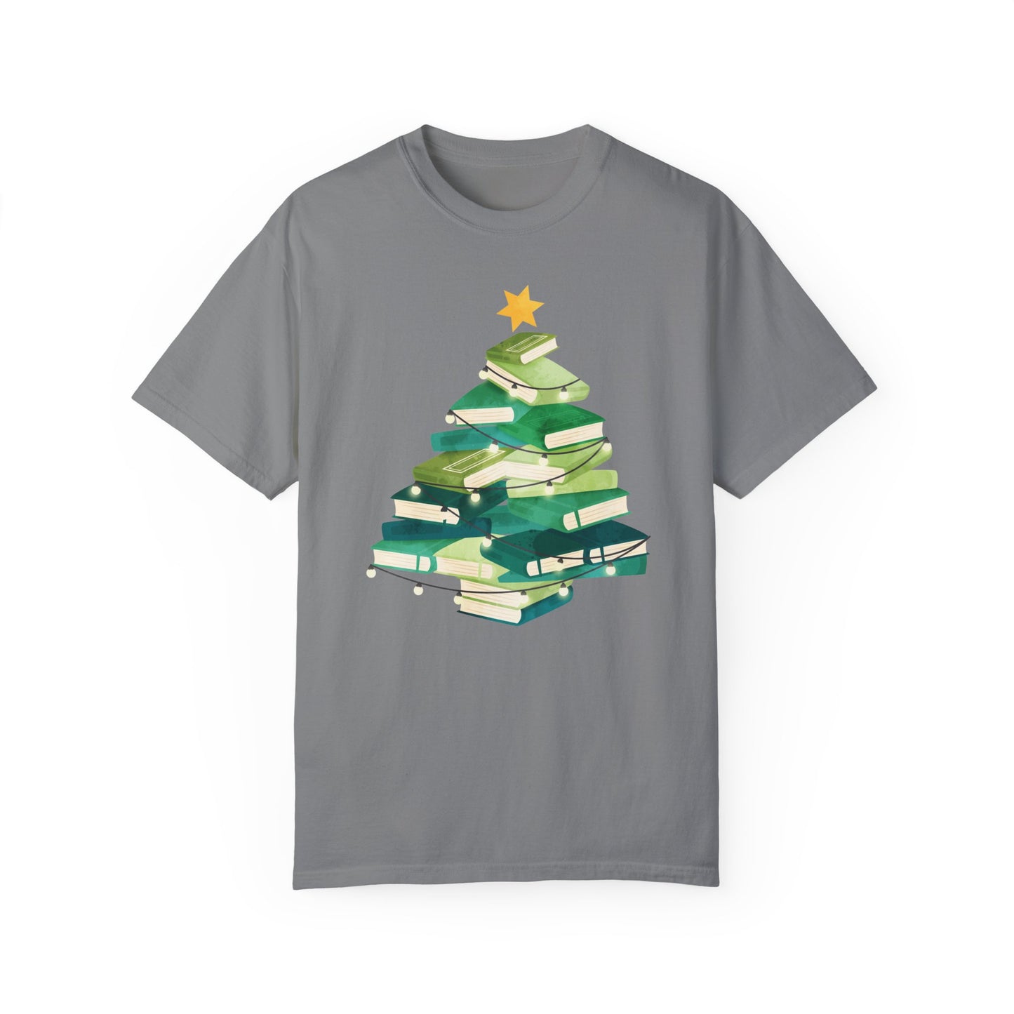 Christmas Book Tree Shirt, Christmas Gift,Book Lovers Christmas Gift,Bookworm Christmas Shirt Grey