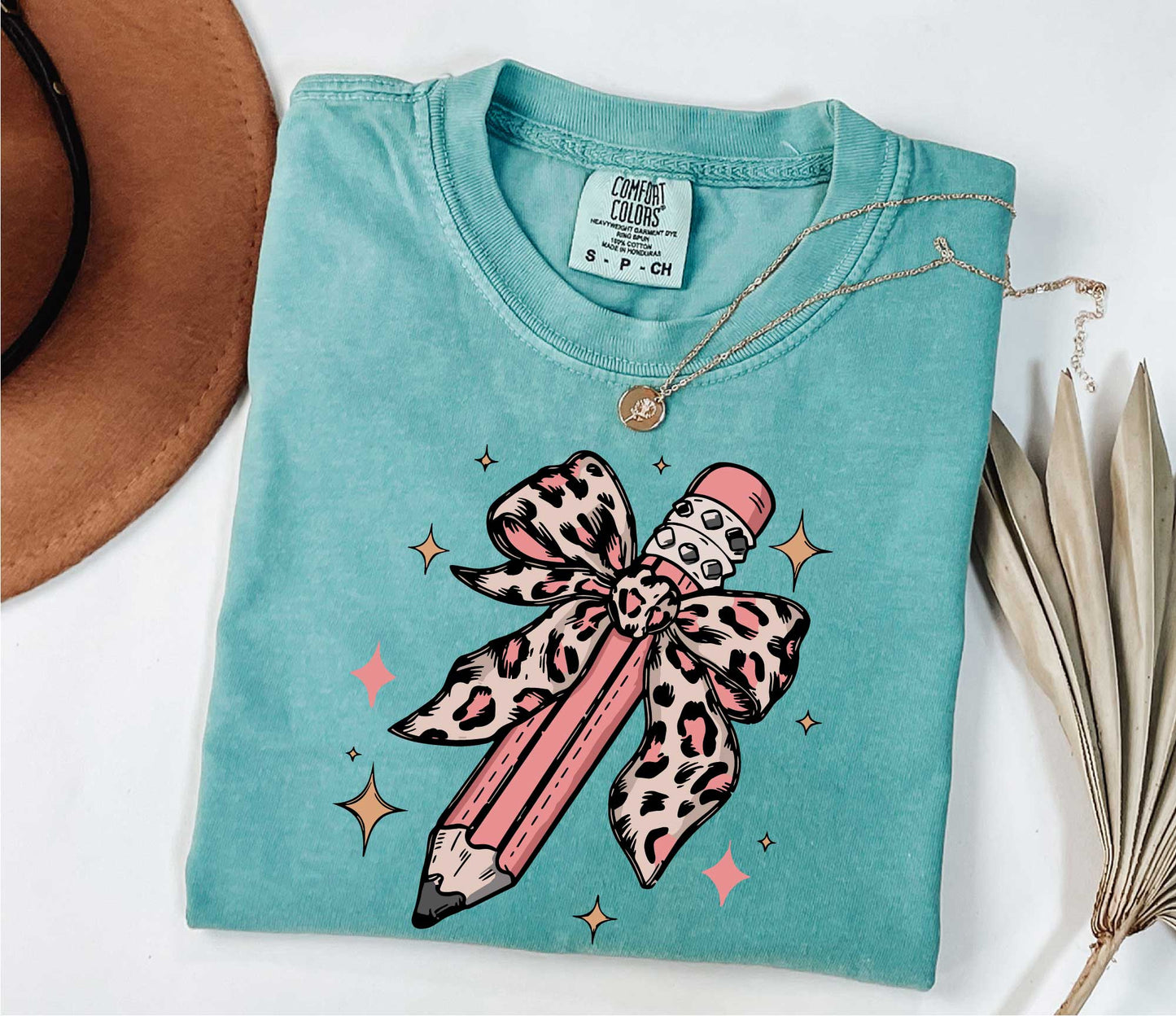 Leopard Pencil Bow Teacher Shirt, Back to School Shirt