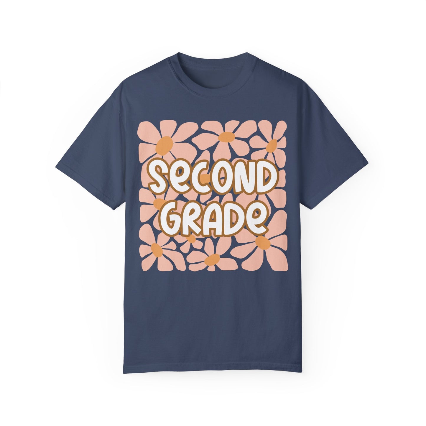 Floral Second Grade Teacher Back To School Shirt Midnight