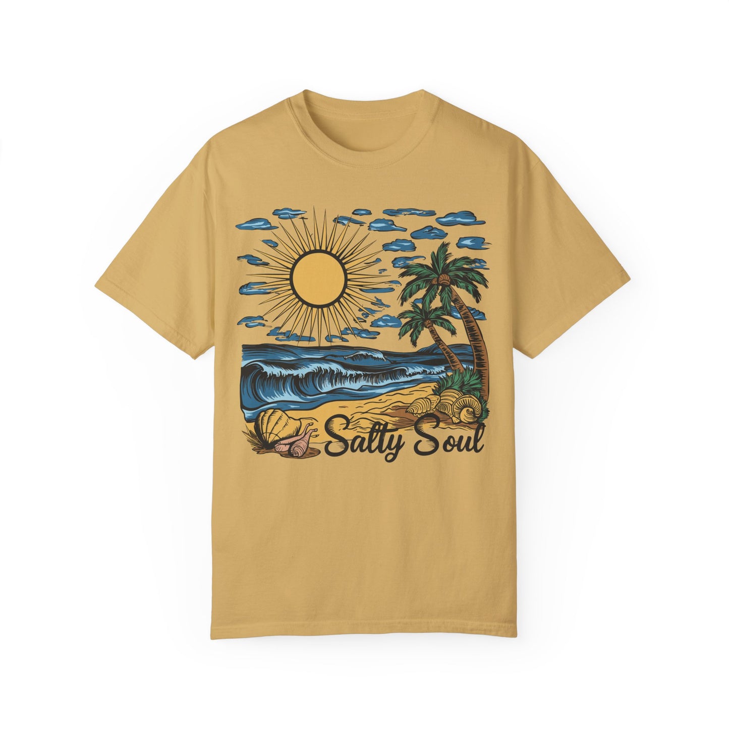 Salty Soul Beach Summer Shirt | Coastal Fashion Apparel Mustard