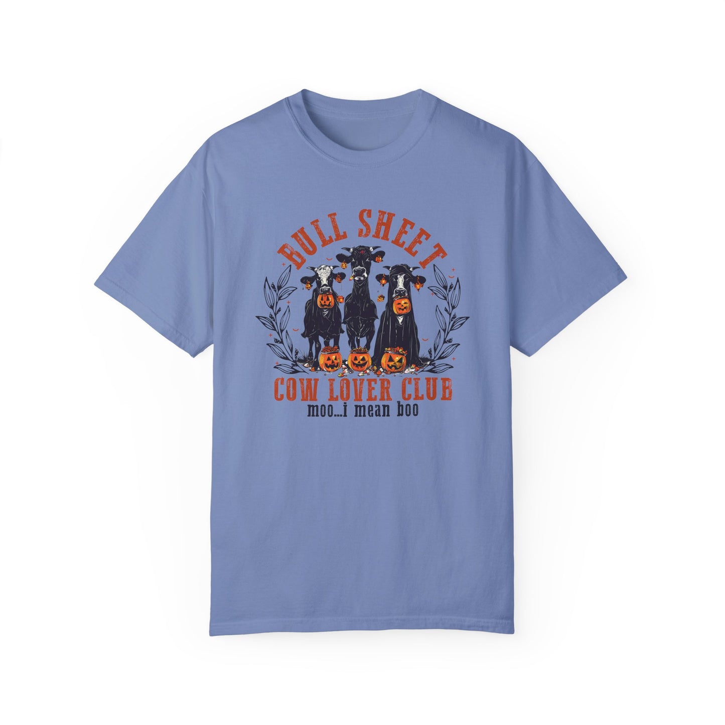 Bull Sheet Cow Lover Club Shirt, Spooky Cow Halloween Washed Denim