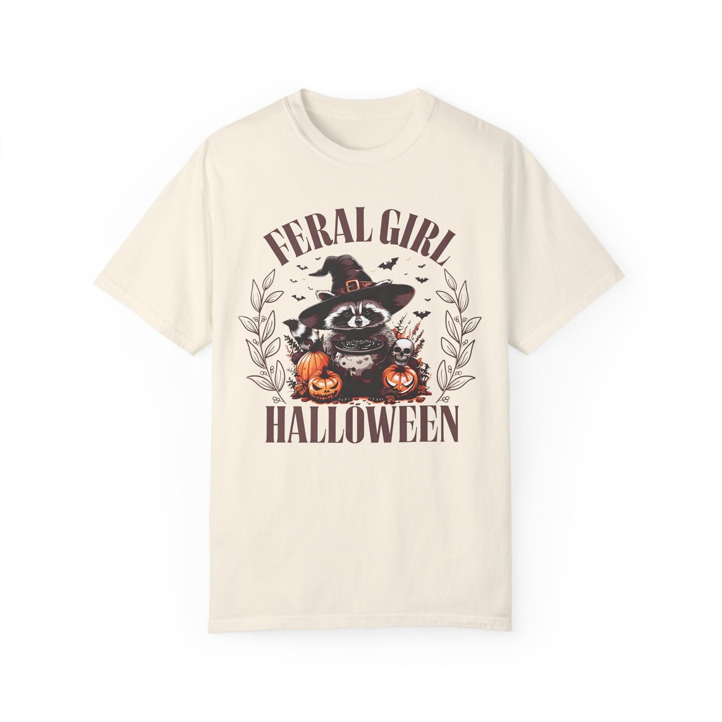 Feral Girl Halloween Funny Raccoon Shirt Ivory