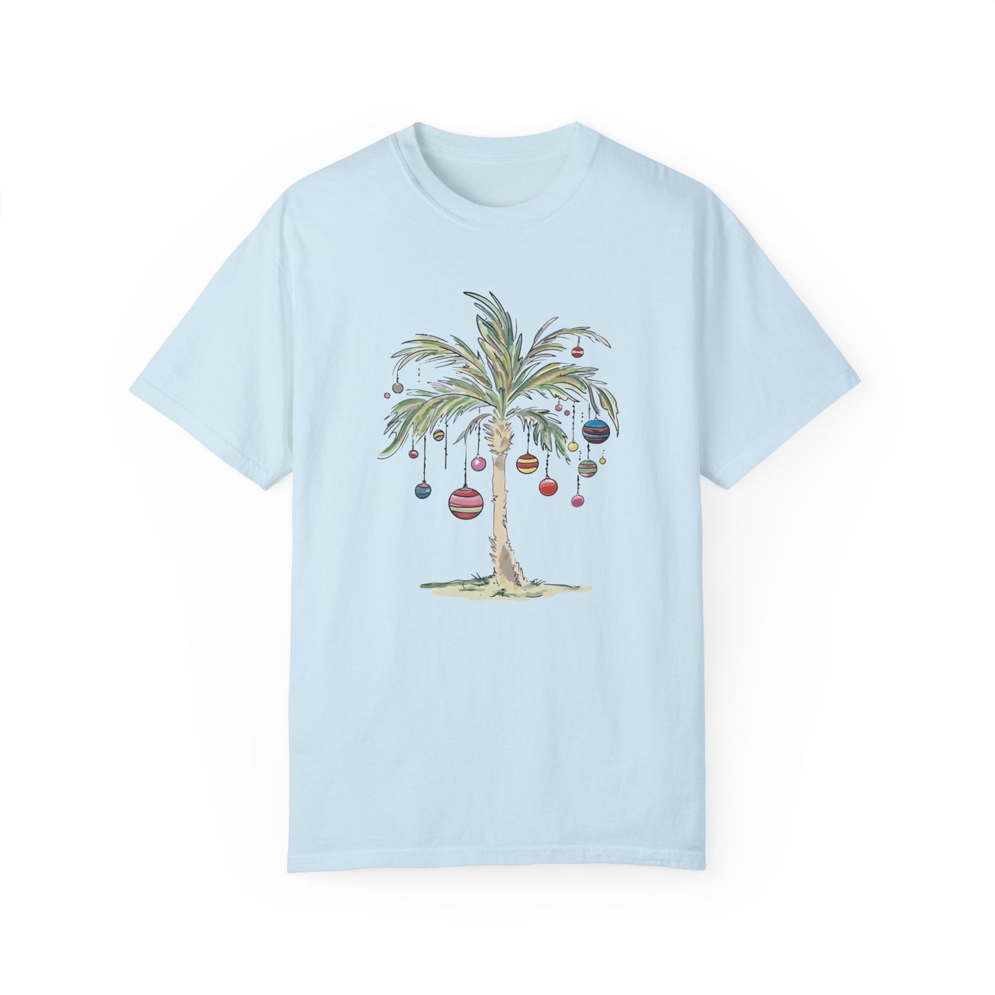 Christmas Palm Tree Shirt - Tropical Xmas Gift Chambray