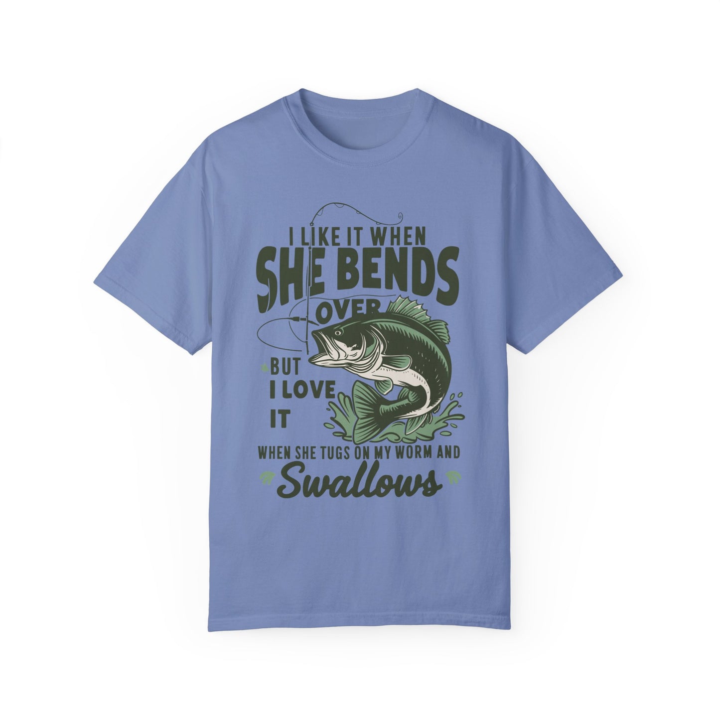 I Like It When She Bends Over Shirt - Fishing Shirt Washed Denim