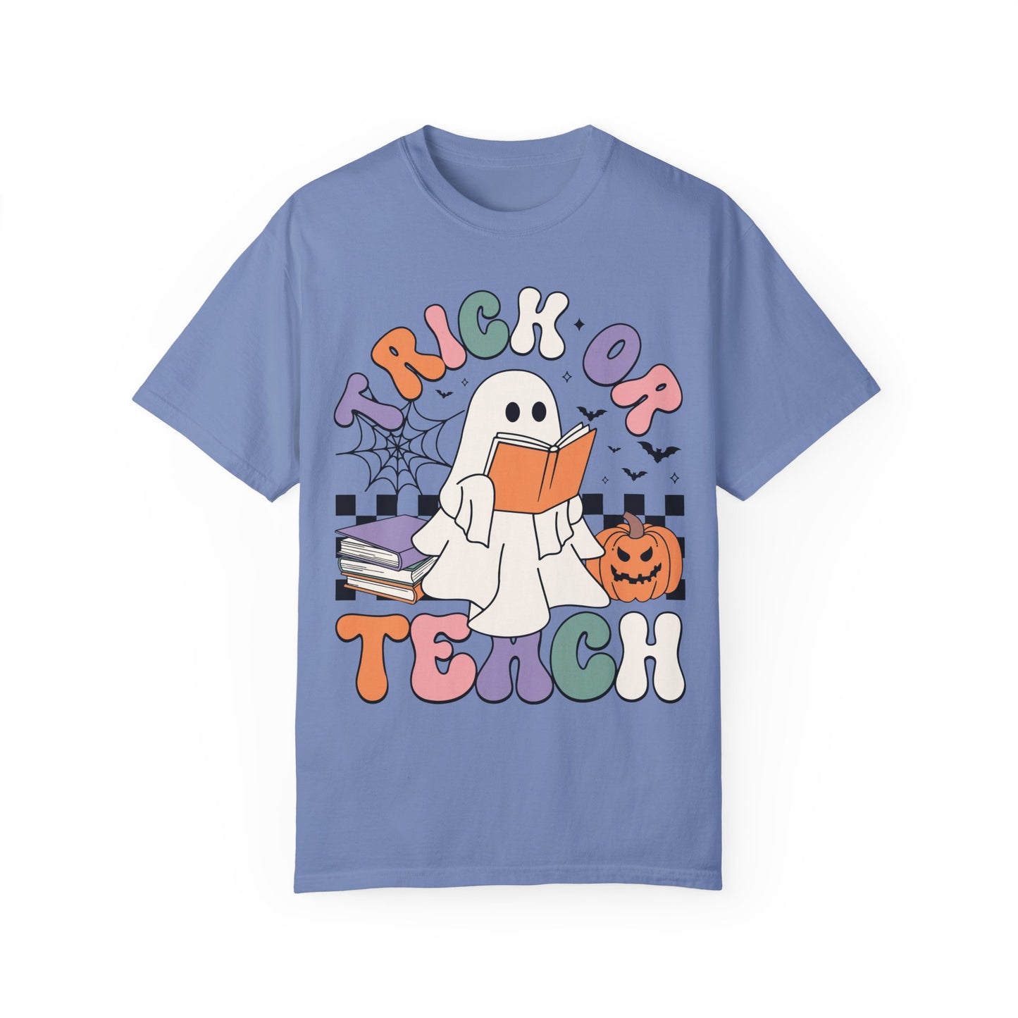 Comfort Colors Teacher Halloween Shirt - Trick or Teach Shirt Washed Denim