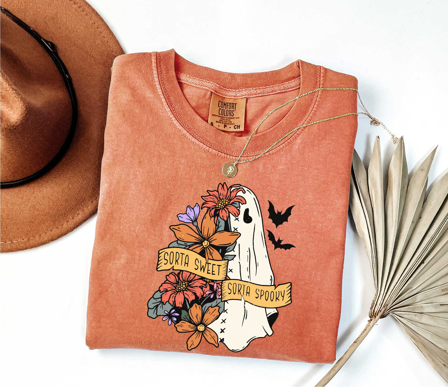 Sorta Sweet Sorta Spooky Shirt, Halloween Wildflower Shirt, Halloween Ghost Gift Ideas