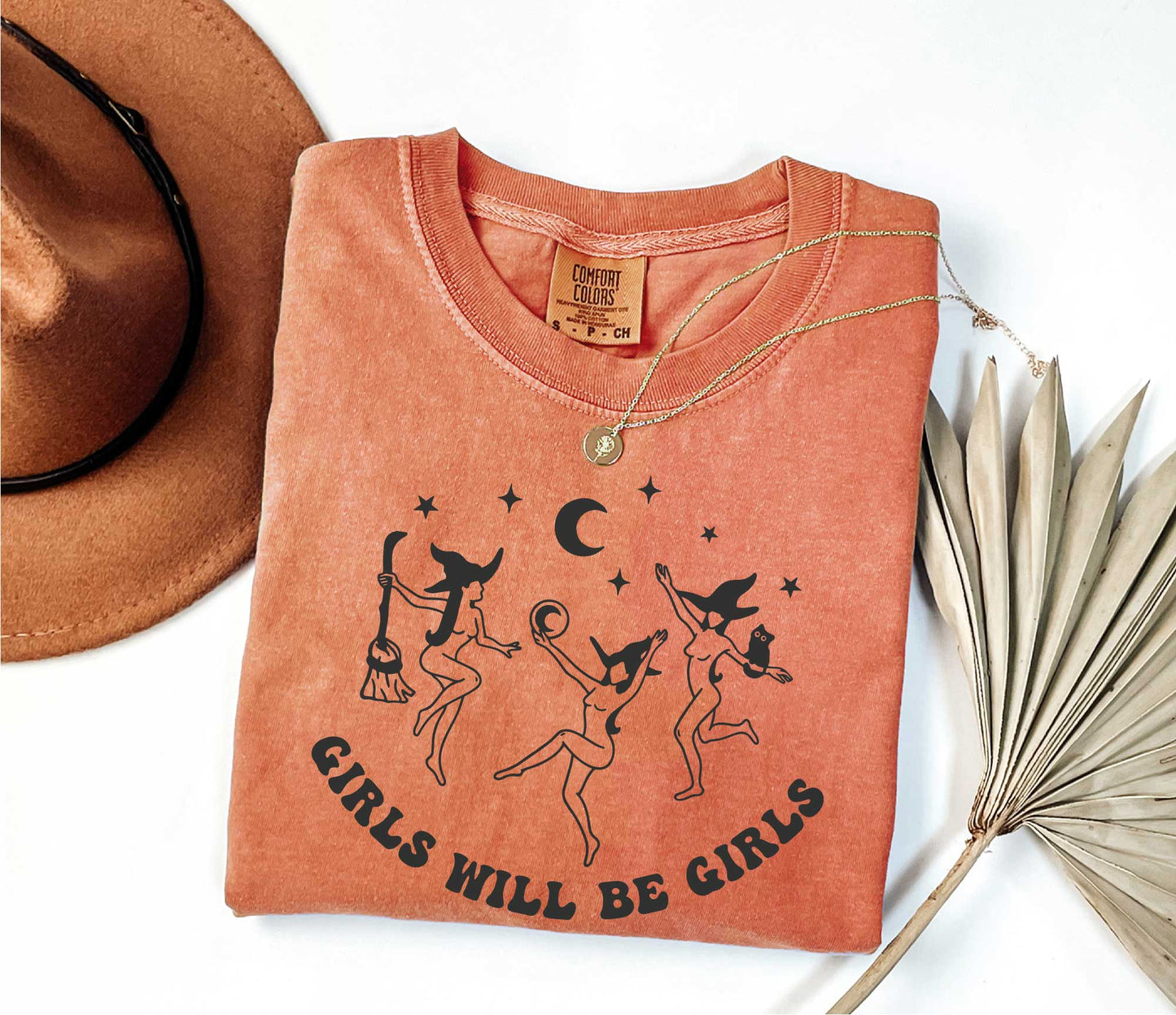 Girls Will Be Girls Halloween Witch Shirt, Comfort Colors Witch T-shirt, Halloween Women Shirt