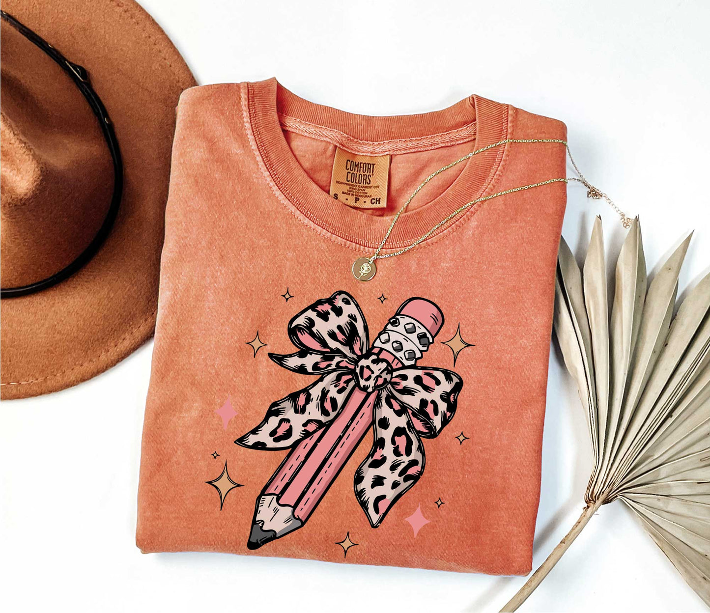 Leopard Pencil Bow Teacher Shirt, Back to School Shirt