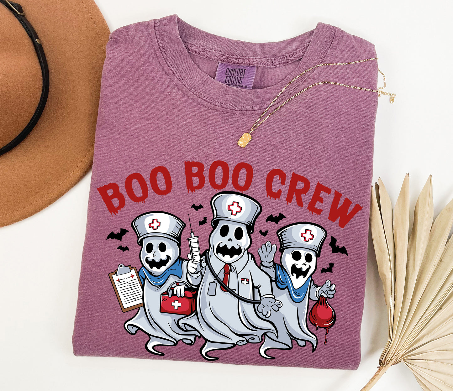 Boo Boo Crew Ghost Nurse Halloween Shirt Berry