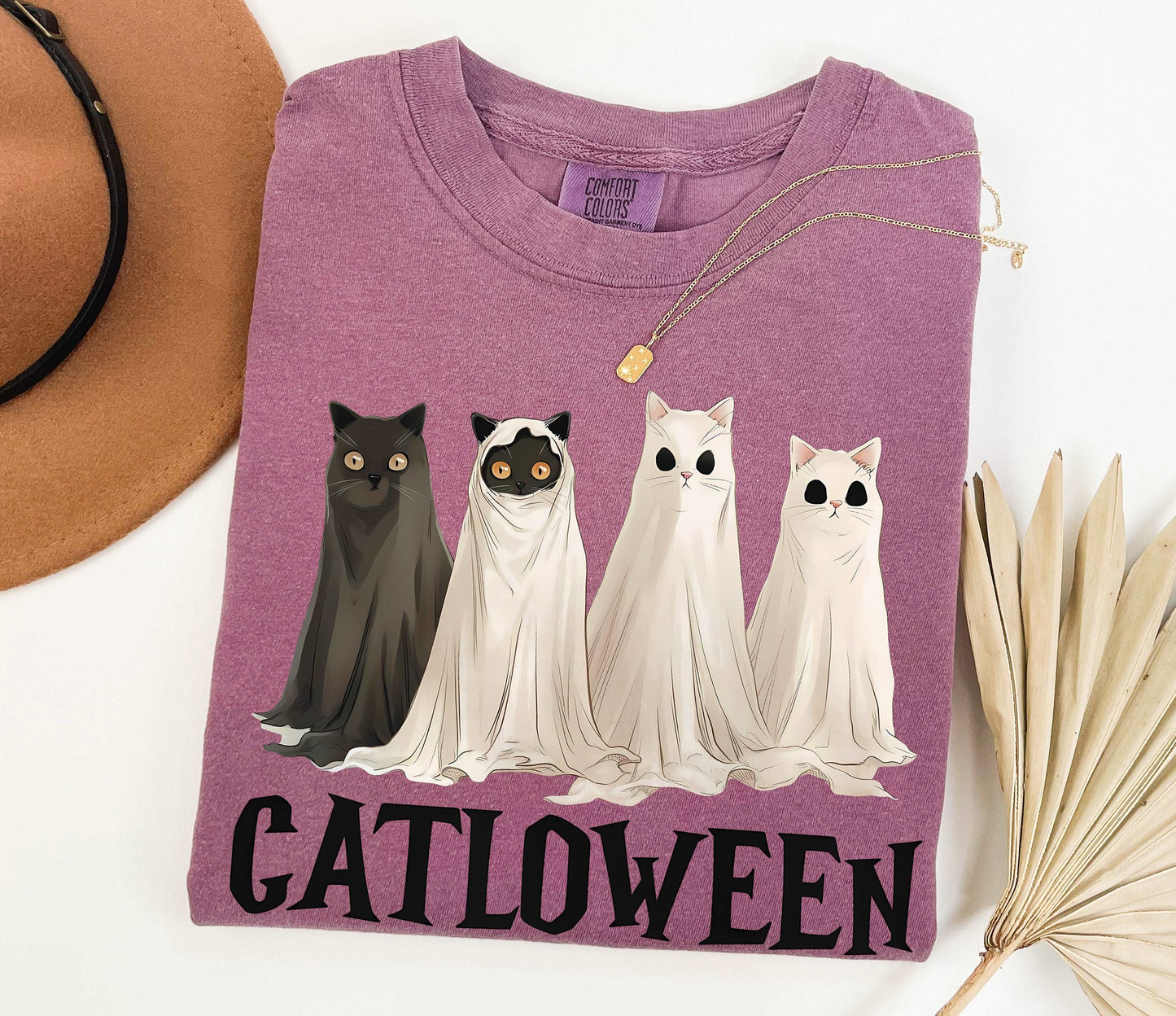 Catloween Funny Halloween Ghost Black Cat Shirt